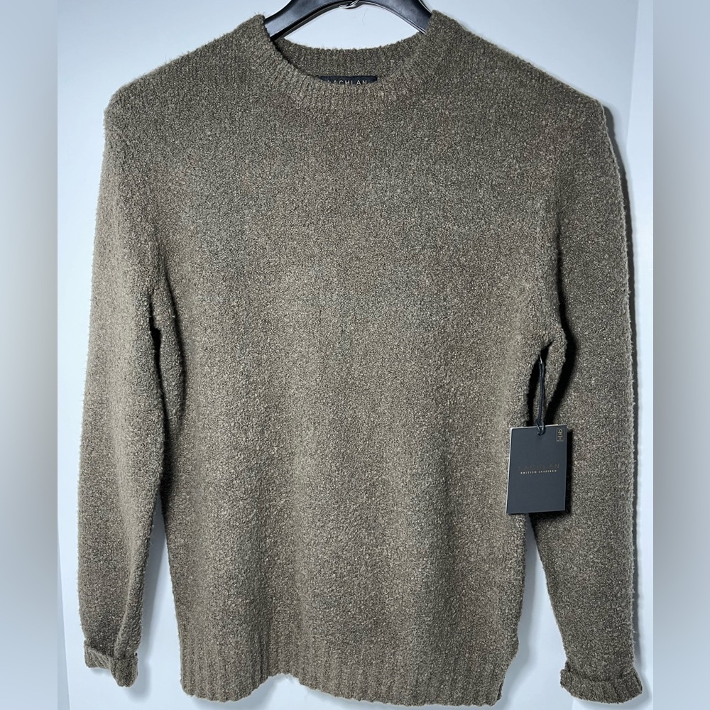 Lachlan Cotton Blend Textured Long Sleeve Crewneck Full Fashion Knit Sweater